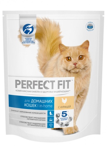 Perfect Fit In-home сухой корм с курицей для взрослых домашних кошек от 1 года до 8 лет - 1,2 кг фото 1