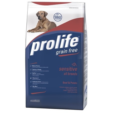 Prolife Dog Adult Grain Free беззерновой сухой корм для гиперчувствительных собак с говядиной и картофелем - 2 кг фото 1