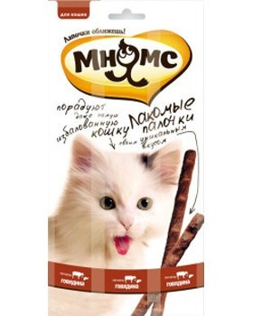 Мнямс лакомые палочки Говядина с печенью 13,5 см для кошек - 5 г х 3 шт фото 1