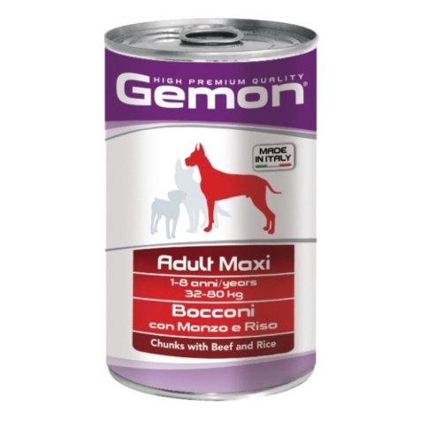Gemon Dog Maxi консервы для собак крупных пород кусочки говядины с рисом - 1250 г фото 2