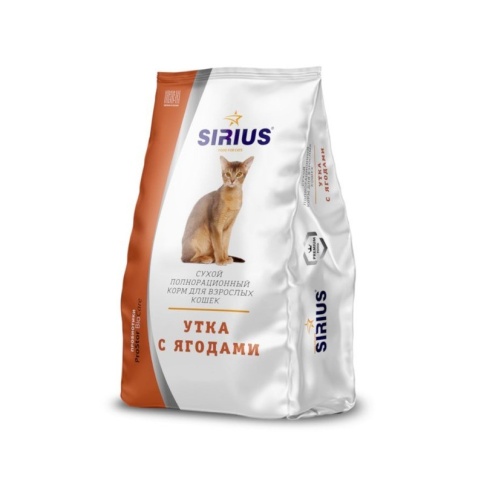 Sirius Сухой корм для взрослых кошек, утка с ягодами - 400 г фото 1