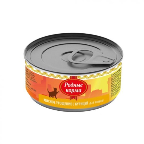 Родные корма Мясное угощение с Курицей консервы для котят 100 г фото 1