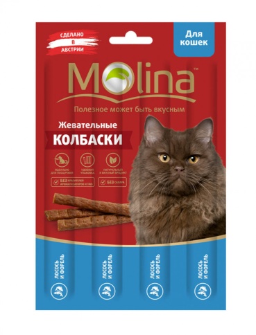 Molina Жевательные колбаски для кошек с лососем и форелью 20 г фото 1
