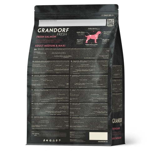 Сухой корм Grandorf Fresh Dog для взрослых собак средних и крупных пород для здоровья кожи и шерсти лосось с бататом 1 кг фото 2