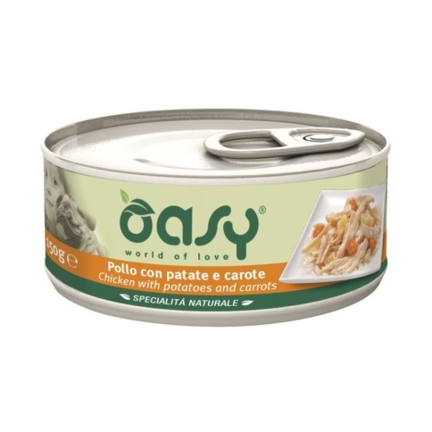 Oasy Wet dog Specialita Naturali Chicken Potatoes Carrot дополнительное питание для взрослых собак с курицей, картофелем и морковью в консервах - 150 г фото 1