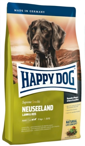 Happy Dog Supreme Sensible Neuseeland для собак с чувствительным пищеварением и аллергией с ягненком и рисом - 12.5 кг фото 1