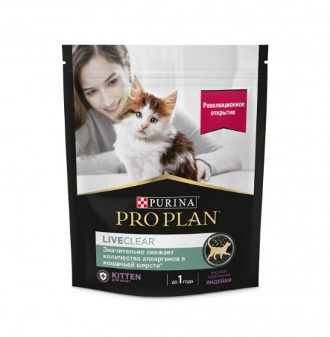 Pro Plan LiveClear Kitten сухой корм для котят, снижающий количество аллергенов в шерсти, с индейкой - 400 г фото 1