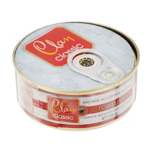 Clan Classic влажный корм для собак мясное ассорти с говядиной в консервах - 100 г фото 1