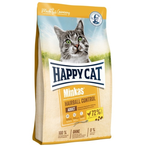 Сухой корм Happy Cat Minkas Hairball Control для взрослых кошек для выведения шерсти из желудка с птицей - 10 кг фото 1