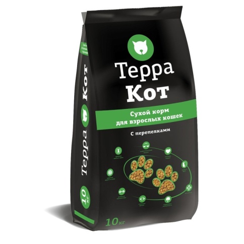 Терра Кот сухой корм для взрослых кошек всех пород с перепелками - 10 кг фото 1