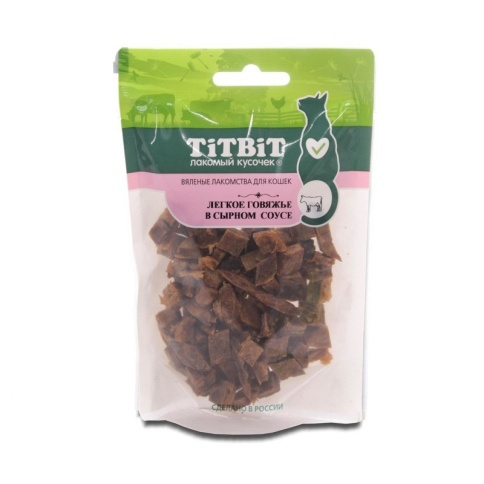 TiTBiT Легкое говяжье в сырном соусе для кошек, вяленые лакомства - 25 г фото 1