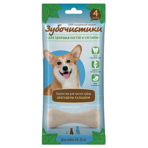 ДЕРЕВЕНСКИЕ ЛАКОМСТВА ЗУБОЧИСТИКИ "Кальциевые" лакомство с кальцием для собак средних пород 10-25 кг 4шт 90г фото 2