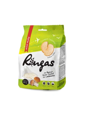 Сухари-гренки "Ringas" со вкусом белых грибов со сметаной, 80г фото 1