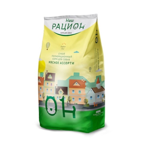 Наш рацион сухой корм для взрослых собак мясное ассорти 3 кг фото 1