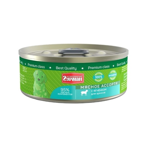 Четвероногий Гурман Мясное ассорти с ягнёнком для щенков 100 г фото 1