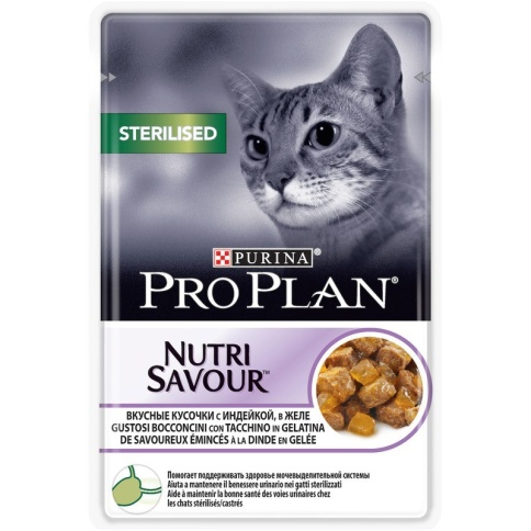 Влажный корм Pro Plan Cat Adult NutriSavour Sterilised для стерилизованных кошек с индейкой в желе - 85 г фото 1