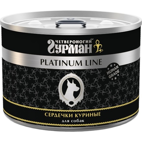 Четвероногий Гурман Platinum line консервы для собак, сердечки куриные - 525 г фото 1