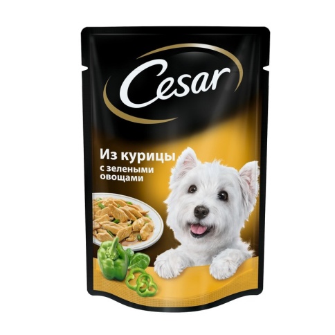 Cesar корм паучи из курицы с зелеными овощами для взрослых собак - 100 г фото 2