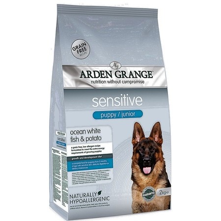 Arden Grange GF Sensitive сухой беззерновой корм для щенков и юниоров с деликатным желудком и чувствительной кожей с белой рыбой и картофелем - 2 кг фото 1