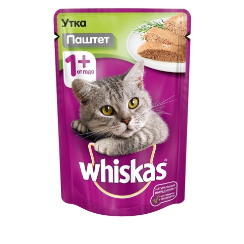 Whiskas паучи для взрослых кошек с паштетом из утки - 85 г фото 1