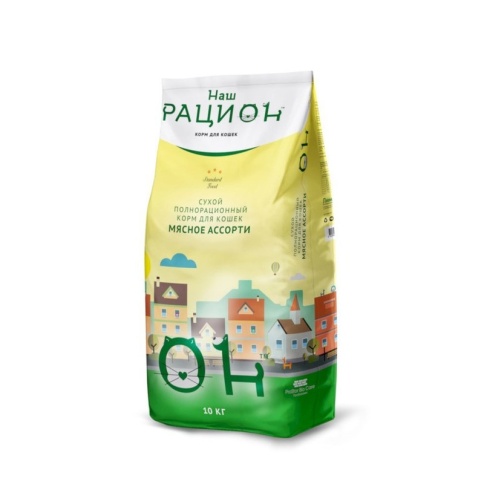 Наш рацион сухой корм для взрослых кошек мясное ассорти - 10 кг фото 1