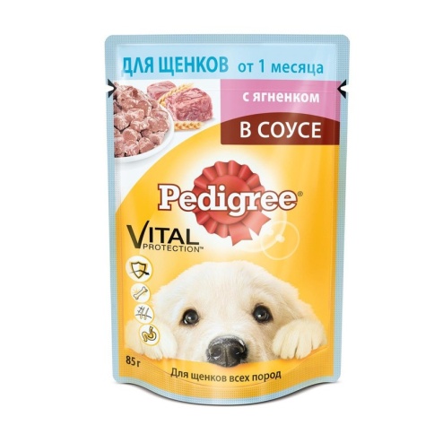 Pedigree влажный корм в паучах с ягненком в соусе для щенков от 1 месяца - 85 г фото 2