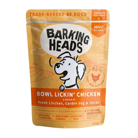 Влажный корм Barking Heads Bowl Lickin' Chicken для взрослых собак с курицей - 0,300 кг фото 1