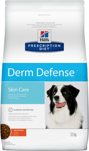 Hill's Prescription Diet Derm Defense Skin Care сухой диетический корм для собак для поддержания здоровья кожи и при аллергии с курицей - 12 кг фото 1