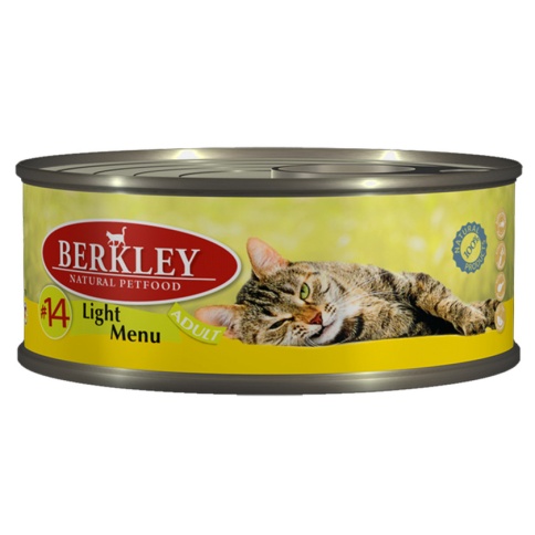 Berkley Adult Cat Light Menu № 14 паштет для взрослых кошек с натуральной телятиной и мясо кролика с пониженным содержанием жира - 100 г фото 1
