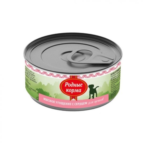 Родные корма Мясное угощение с Сердцем консервы для щенков 100 г фото 2