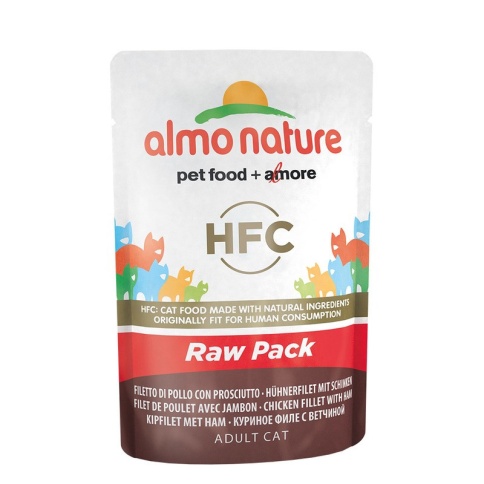 Almo Nature Classic Raw Pack Adult Cat Chicken Fillet with Ham паучи с 75% мяса (куриное филе с ветчиной) для взрослых кошек - 55 г фото 2