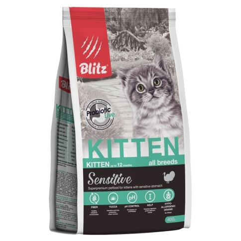 Сухой корм Blitz Kitten для котят с индейкой - 400 г 400 г фото 1