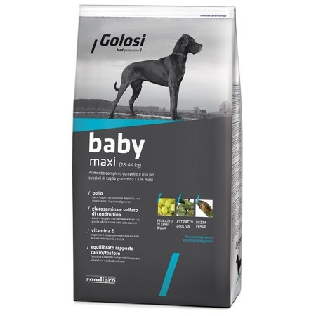 Golosi Dog Baby Maxi сухой корм для щенков крупных и гигантских пород с курицей и рисом - 3 кг фото 1