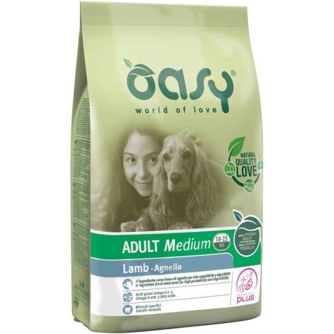 Oasy Dry Dog Adult Medium сухой корм для взрослых собак средних пород с ягненком фото 1