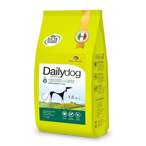 Сухой корм Dailydog Adult Small Breed Chicken and Rice для взрослых собак мелких и миниатюрных пород с курицей и рисом 1.5 кг фото 2