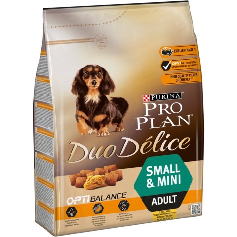 Сухой корм Purina Pro Plan Duo Delice для взрослых собак мелких и карликовых пород с курицей и рисом - 2,5 кг фото 1
