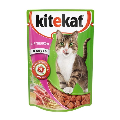 Kitekat влажный корм для кошек с ягнёнком в соусе - 85 г фото 1