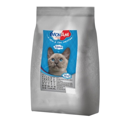 MonAmi сухой корм для взрослых кошек любых пород с нормальной физической активностью с мясом курицы - 10 кг фото 1