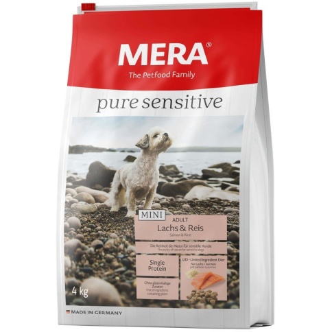 Сухой корм Mera Pure Sensitive Mini Adult Lachs & Reis для взрослых собак мелких пород с лососем и рисом 1 кг фото 1