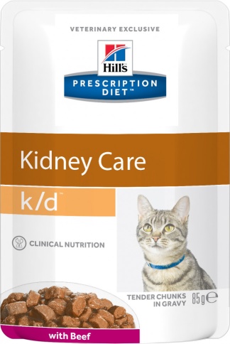 Влажный диетический корм для кошек Hill's Prescription Diet k/d Kidney Care при хронической болезни почек, с говядиной - 85 г фото 1