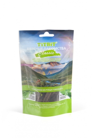 Titbit вяленые лакомства пластинки из рубца говяжьего Classic 50 г фото 1