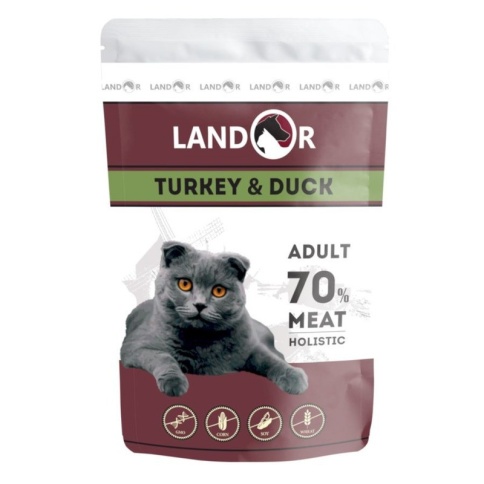 Landor влажный корм для кошек с индейкой и уткой в паучах - 85 г фото 1