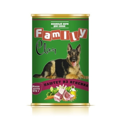 Clan Family влажный корм для собак паштет из ягненка в консервах - 970 г фото 1
