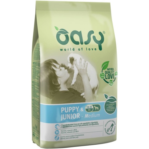 Oasy Dry Dog Puppy & Junior Medium сухой корм для щенков средних пород с курицей фото 1