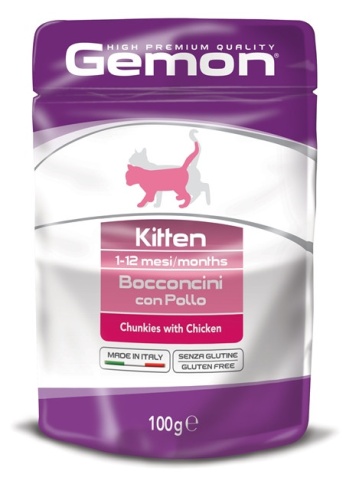 Gemon Cat Pouch паучи для котят кусочки курицы - 100 г фото 1