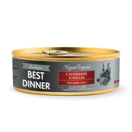 Best Dinner Exclusive Hypoallergenic консервы для собак при аллергии с кониной и рисом - 0,100 кг фото 1