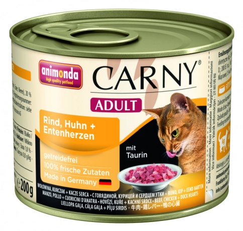 Animonda Консервы Carny Adult с курицей и уткой для взрослых кошек всех пород - 200 г фото 1