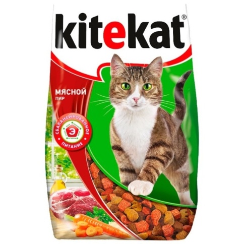 Kitekat Мясной Пир сухой корм для взрослых кошек с говядиной - 1,9 кг фото 1