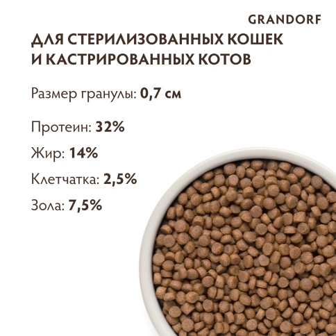 Сухой корм Grandorf 4 Meat Probiotic Sterilised Четыре вида мяса для стерилизованных кошек, 2 кг фото 9