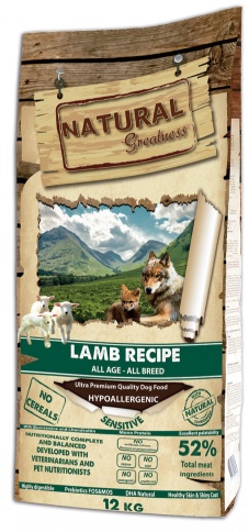 Natural Greatness Lamb Recipe Sensitive сухой корм для взрослых собак с чувствительным пищеварением с ягненком - 12 кг фото 1